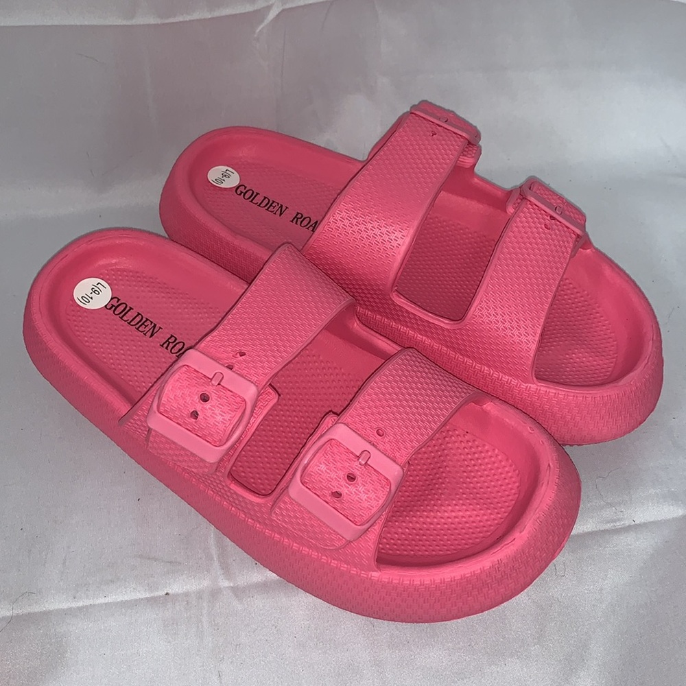 2 BAND ADJUTABLE FUCHSIA SLIPPERS - Picture 2 of 4